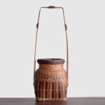 Japanese Handcrafted Bamboo Hanaire Vase – Vintage Flower Basket, 18 cm
