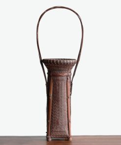 Japanese Handmade Bamboo Flower Basket – Hanaire Vase with Inner Tube – 27.5 cm Tall