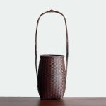 Hounan Iwao Japanese Handwoven Bamboo Hanaire Vase – 36.5 cm Tall, Vintage Decor