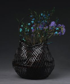 Giỏ cắm hoa tre đan dáng bầu 18x18x19 cm – ống lót rời